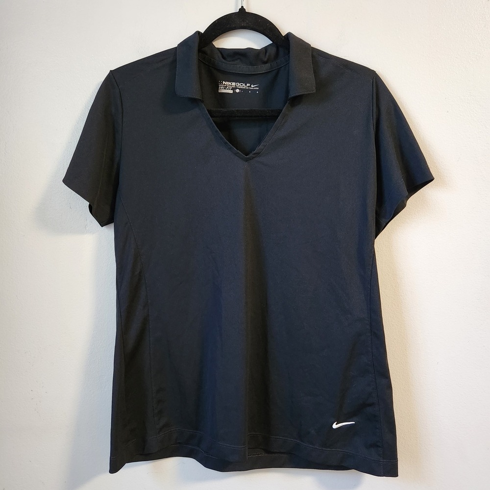 Nike Black Short Sleeve Polo V-Neck Tee